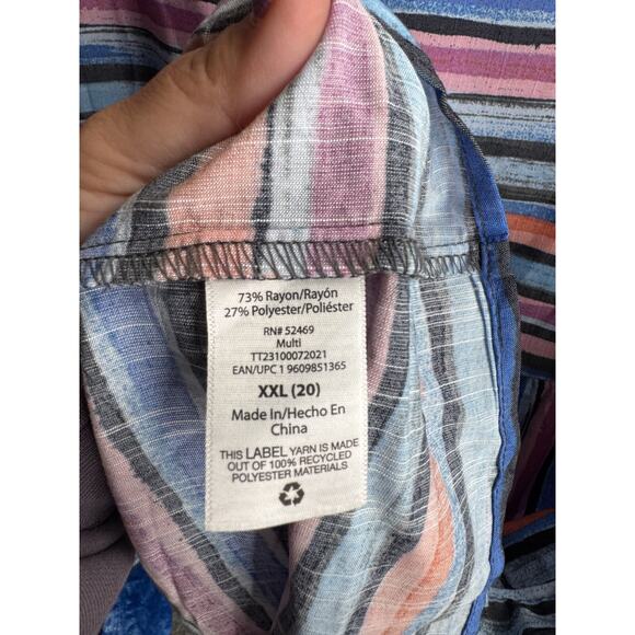 Time And Tru Women's Multicolor Striped Woven Short Sleeve Dress Size XXL NEW - Picture 6 of 6